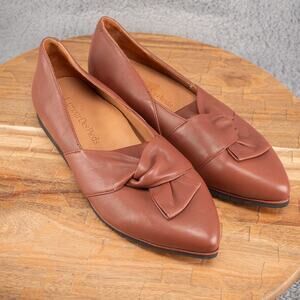 L'amour Des Pieds Brown Leather Flats with‎ Bow Size 6 Leather Slip On